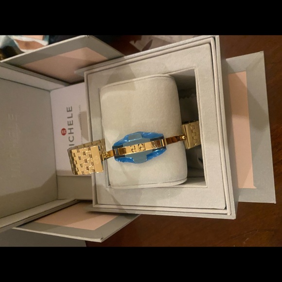 Michele Caber Mid Diamond watch Gold/Blue - Picture 8 of 14